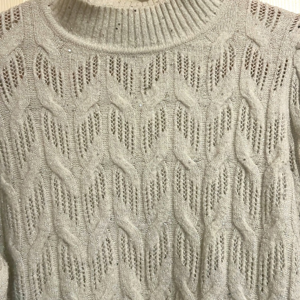Express worn once holiday sweater. Size M. Sequence and silver - Picture 2 of 10